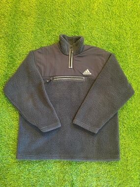Vintage adidas fleece quarter zip up jacket size medium